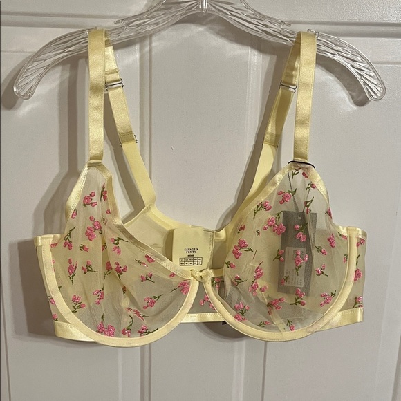 Savage X Fenty Other - Savage X Fenty Yellow Floral Sheer Bra